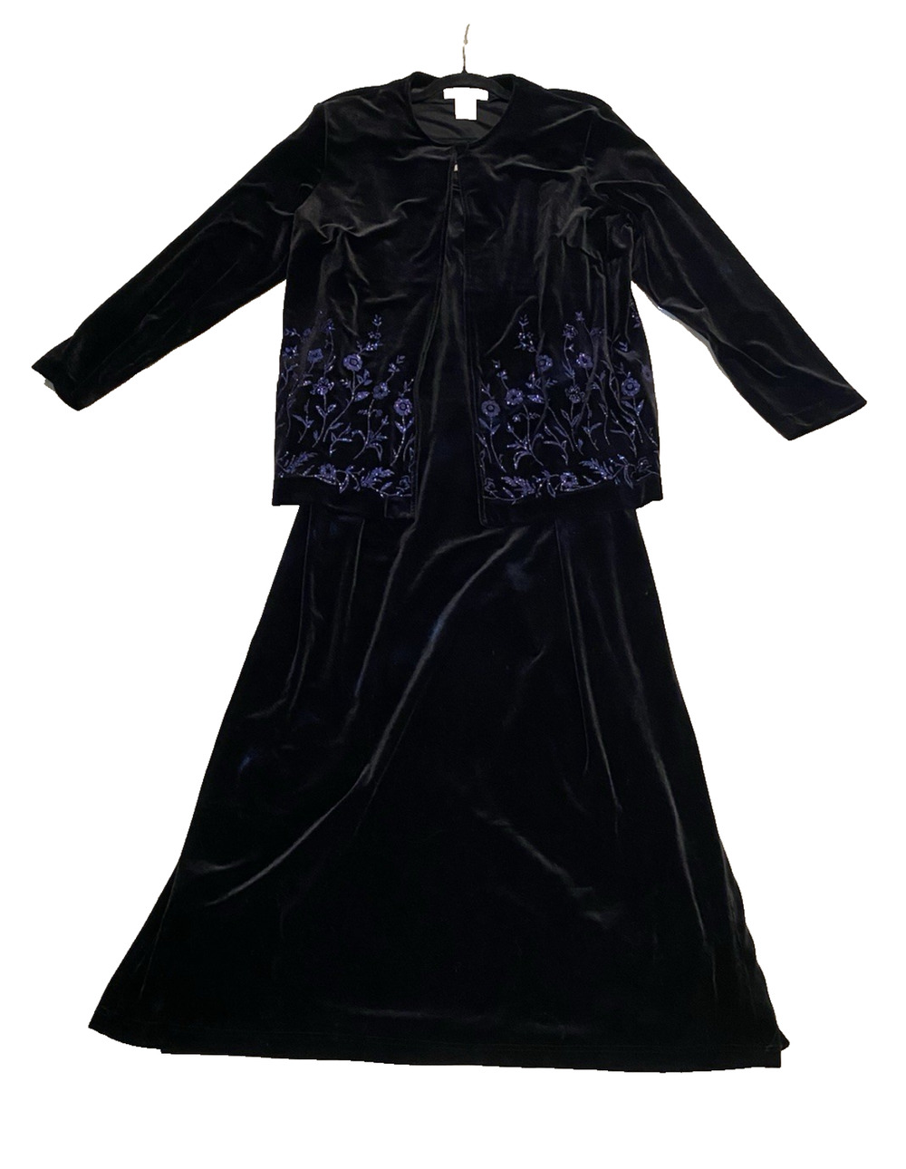 Vtg Ronni Nicole II by Quida 2pc Black Velvet Maxi Dress Set Size 20 Whimsigoth